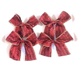4 Red Handmade Christmas Mini Premium Gifting Ribbons